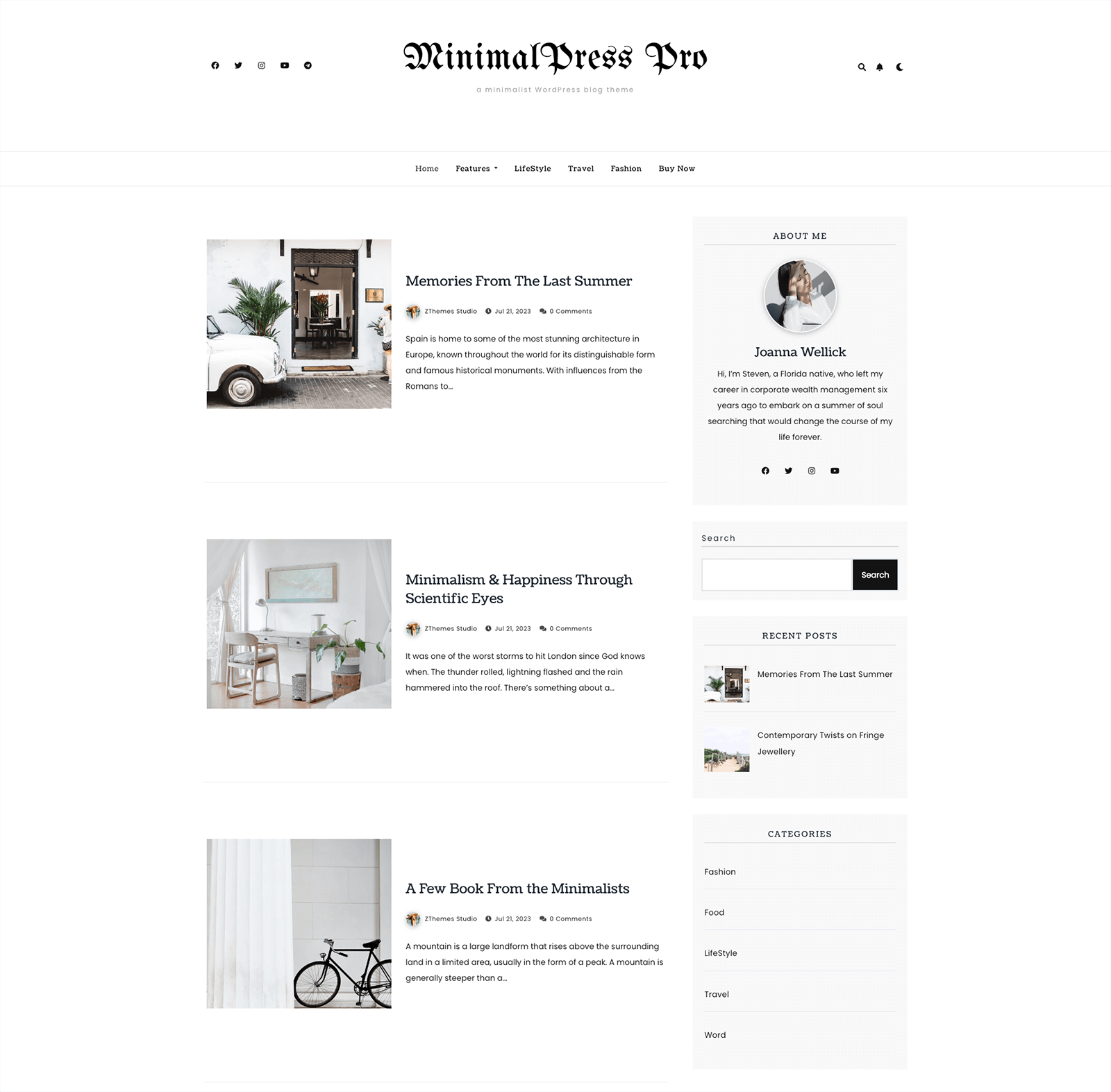 MinimalPress – A Minimalist WordPress Theme - ZThemes Studio